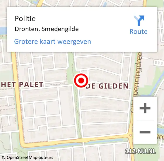 Locatie op kaart van de 112 melding: Politie Dronten, Smedengilde op 22 november 2021 15:38