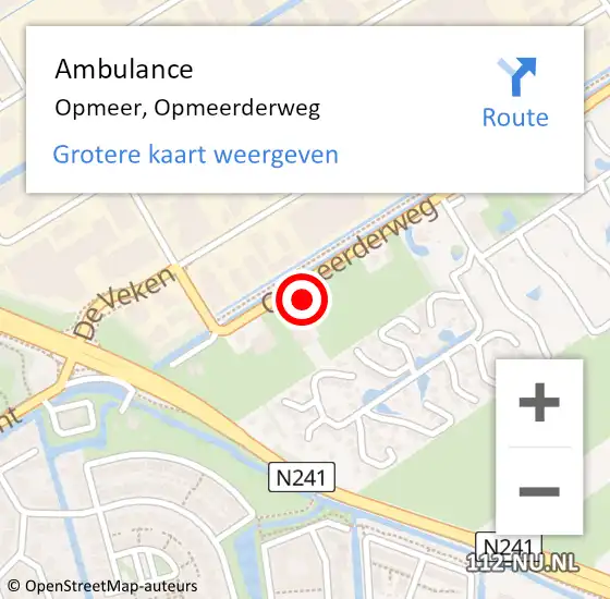 Locatie op kaart van de 112 melding: Ambulance Opmeer, Opmeerderweg op 22 november 2021 15:40