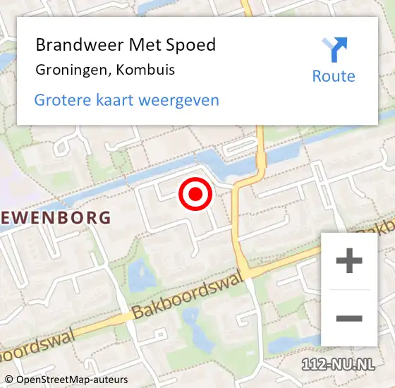 Locatie op kaart van de 112 melding: Brandweer Met Spoed Naar Groningen, Kombuis op 22 november 2021 15:55