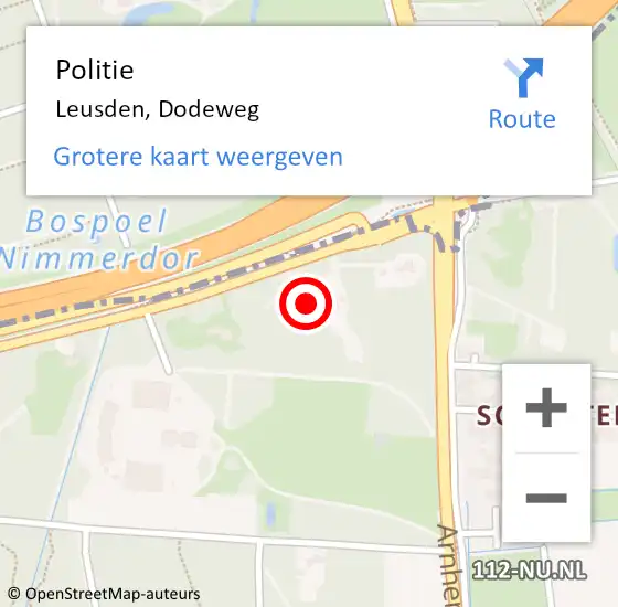 Locatie op kaart van de 112 melding: Politie Leusden, Dodeweg op 22 november 2021 15:59