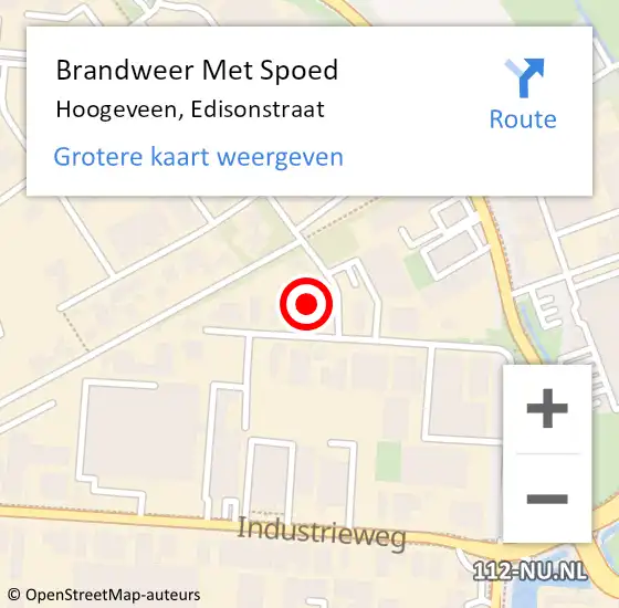 Locatie op kaart van de 112 melding: Brandweer Met Spoed Naar Hoogeveen, Edisonstraat op 22 november 2021 16:13