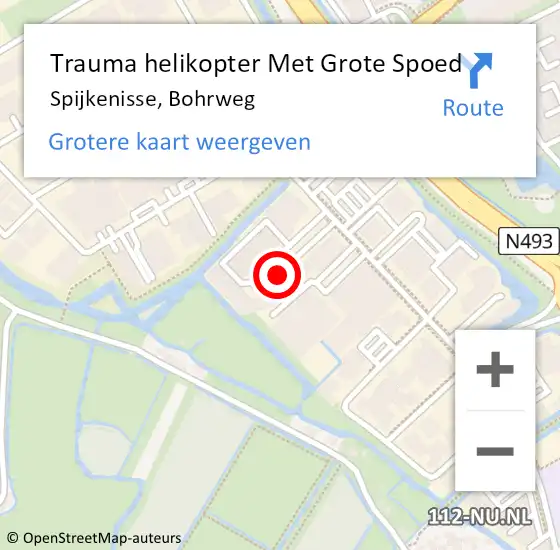 Locatie op kaart van de 112 melding: Trauma helikopter Met Grote Spoed Naar Spijkenisse, Bohrweg op 22 november 2021 16:23