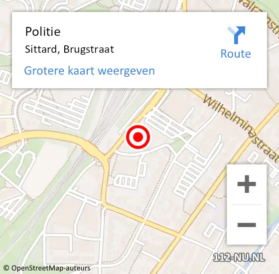 Locatie op kaart van de 112 melding: Politie Sittard, Brugstraat op 22 november 2021 16:35