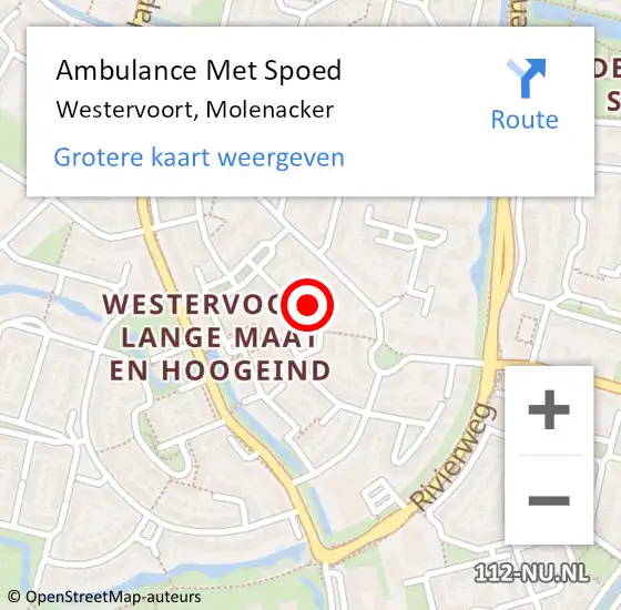 Locatie op kaart van de 112 melding: Ambulance Met Spoed Naar Westervoort, Molenacker op 22 november 2021 16:36