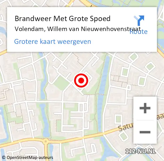 Locatie op kaart van de 112 melding: Brandweer Met Grote Spoed Naar Volendam, Willem van Nieuwenhovenstraat op 22 november 2021 17:18