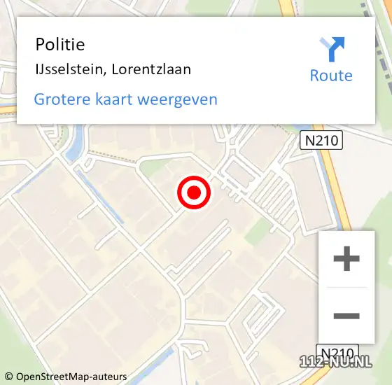 Locatie op kaart van de 112 melding: Politie IJsselstein, Lorentzlaan op 22 november 2021 17:23