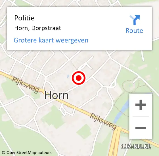 Locatie op kaart van de 112 melding: Politie Horn, Dorpstraat op 22 november 2021 17:25