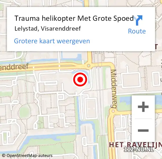 Locatie op kaart van de 112 melding: Trauma helikopter Met Grote Spoed Naar Lelystad, Visarenddreef op 22 november 2021 17:59