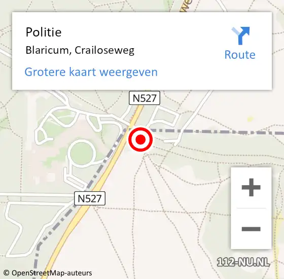 Locatie op kaart van de 112 melding: Politie Blaricum, Crailoseweg op 22 november 2021 18:09