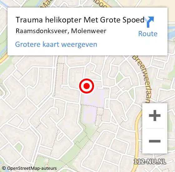 Locatie op kaart van de 112 melding: Trauma helikopter Met Grote Spoed Naar Raamsdonksveer, Molenweer op 22 november 2021 18:11