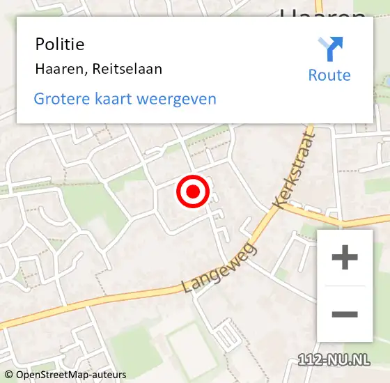 Locatie op kaart van de 112 melding: Politie Haaren, Reitselaan op 22 november 2021 18:22