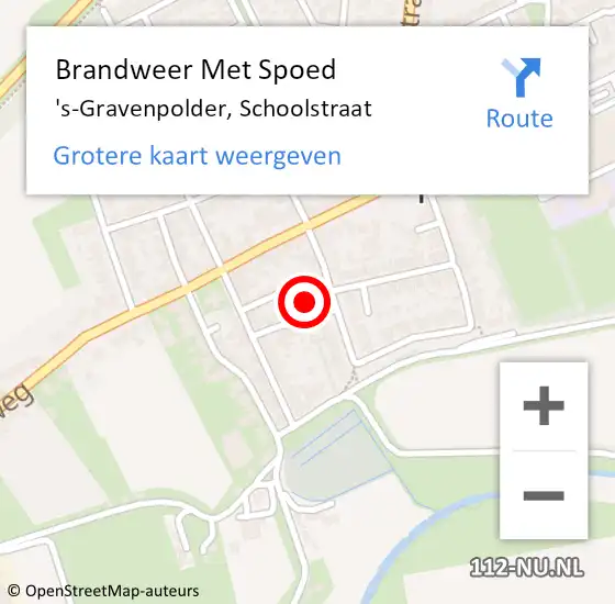 Locatie op kaart van de 112 melding: Brandweer Met Spoed Naar 's-Gravenpolder, Schoolstraat op 22 november 2021 18:24