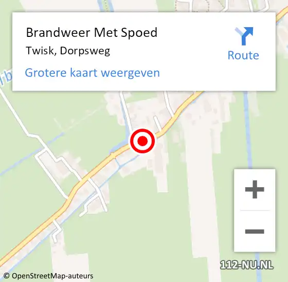 Locatie op kaart van de 112 melding: Brandweer Met Spoed Naar Twisk, Dorpsweg op 22 november 2021 18:25
