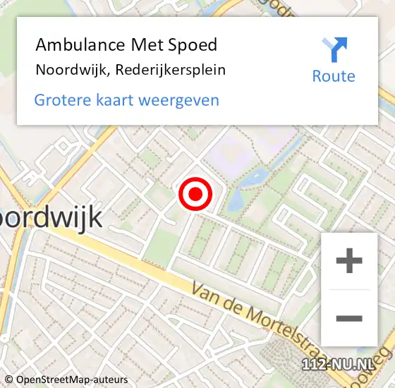 Locatie op kaart van de 112 melding: Ambulance Met Spoed Naar Noordwijk, Rederijkersplein op 22 november 2021 18:27