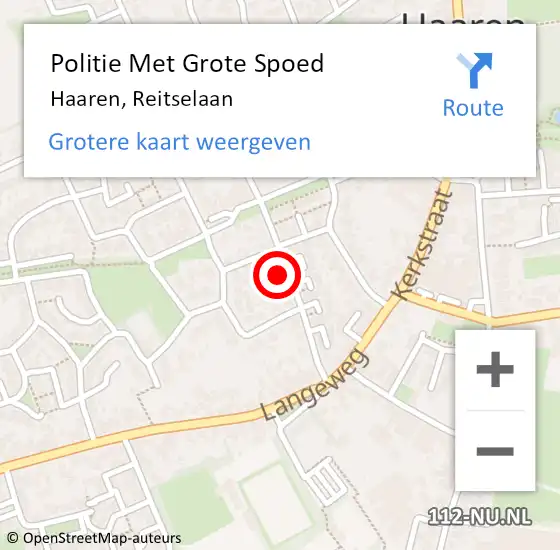 Locatie op kaart van de 112 melding: Politie Met Grote Spoed Naar Haaren, Reitselaan op 22 november 2021 18:49