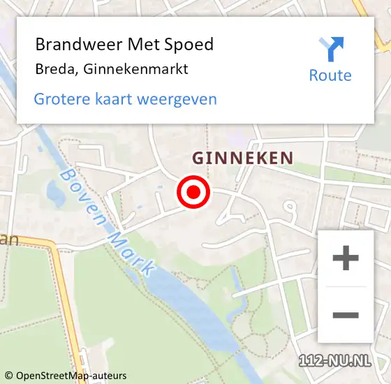 Locatie op kaart van de 112 melding: Brandweer Met Spoed Naar Breda, Ginnekenmarkt op 22 november 2021 19:05