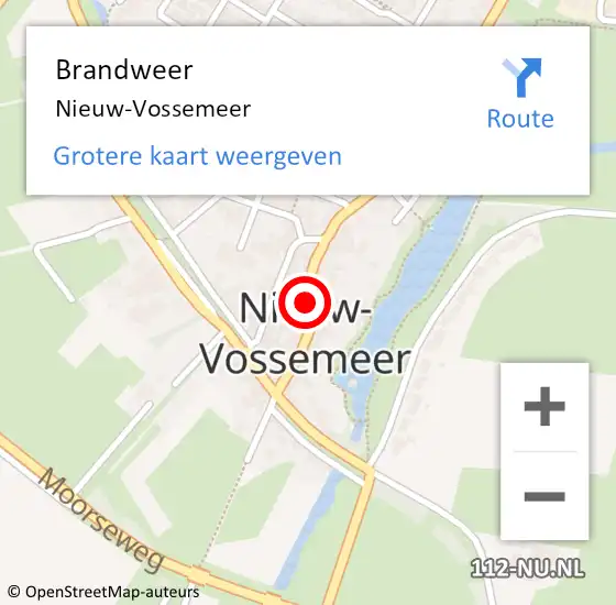 Locatie op kaart van de 112 melding: Brandweer Nieuw-Vossemeer op 22 november 2021 19:07