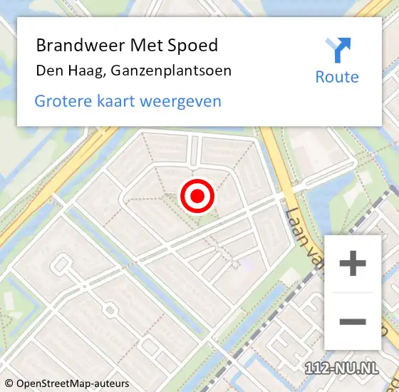 Locatie op kaart van de 112 melding: Brandweer Met Spoed Naar Den Haag, Ganzenplantsoen op 22 november 2021 19:36