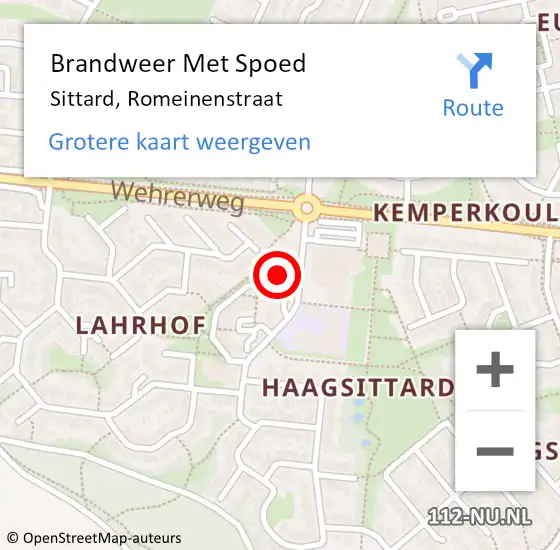 Locatie op kaart van de 112 melding: Brandweer Met Spoed Naar Sittard, Romeinenstraat op 22 november 2021 19:39