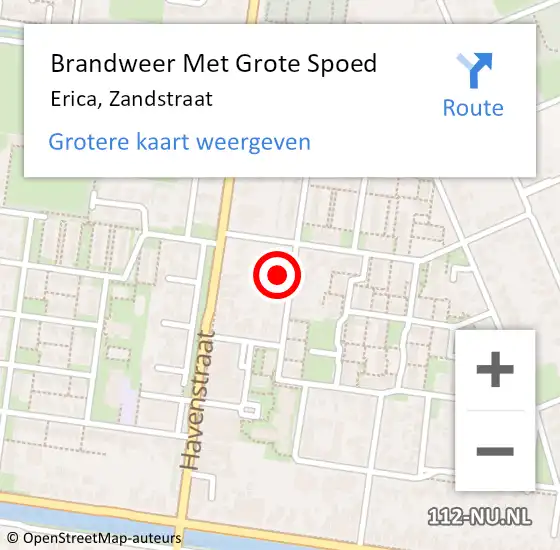 Locatie op kaart van de 112 melding: Brandweer Met Grote Spoed Naar Erica, Zandstraat op 22 november 2021 19:42