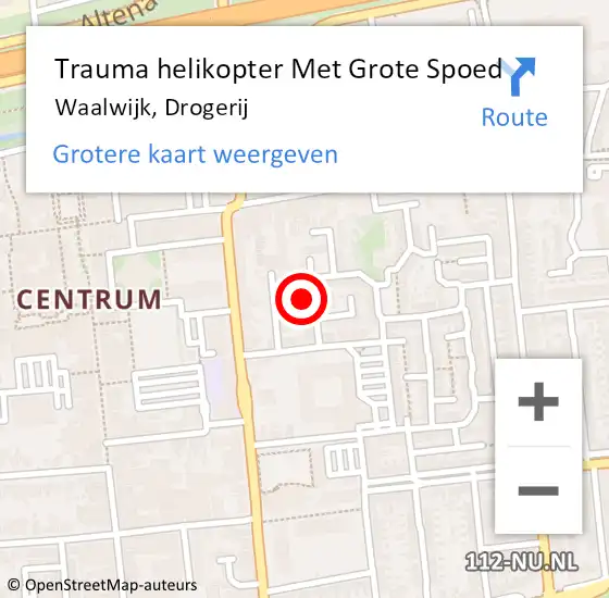 Locatie op kaart van de 112 melding: Trauma helikopter Met Grote Spoed Naar Waalwijk, Drogerij op 22 november 2021 19:43