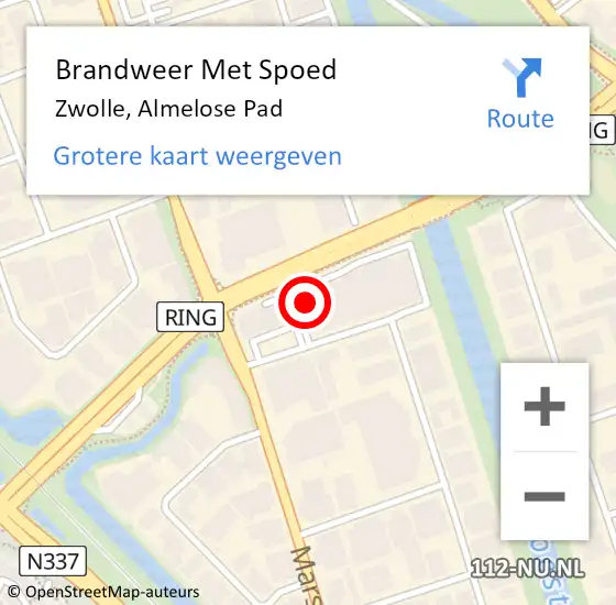 Locatie op kaart van de 112 melding: Brandweer Met Spoed Naar Zwolle, Almelose Pad op 22 november 2021 19:43