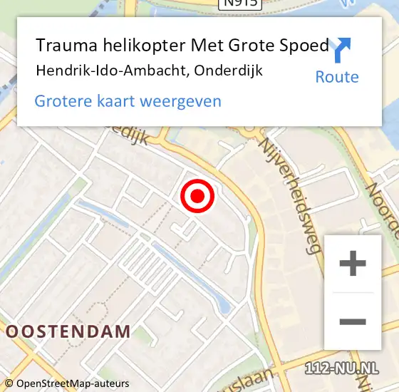 Locatie op kaart van de 112 melding: Trauma helikopter Met Grote Spoed Naar Hendrik-Ido-Ambacht, Onderdijk op 22 november 2021 20:47