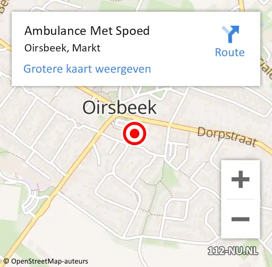 Locatie op kaart van de 112 melding: Ambulance Met Spoed Naar Oirsbeek, Markt op 30 juni 2014 09:33