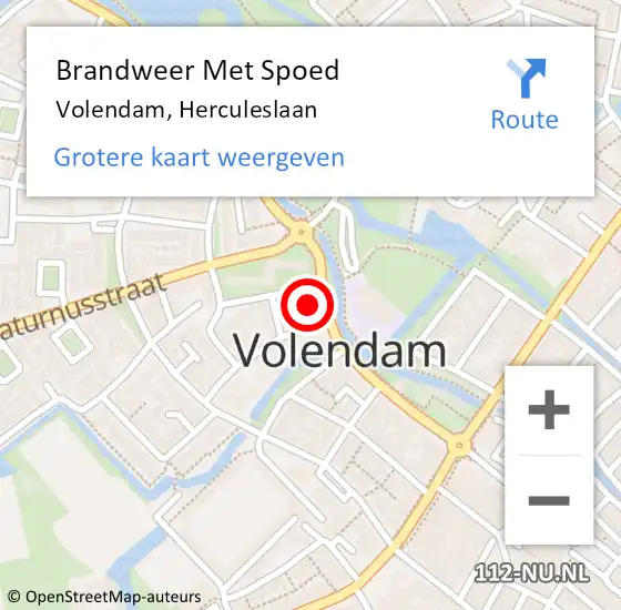 Locatie op kaart van de 112 melding: Brandweer Met Spoed Naar Volendam, Herculeslaan op 22 november 2021 21:38