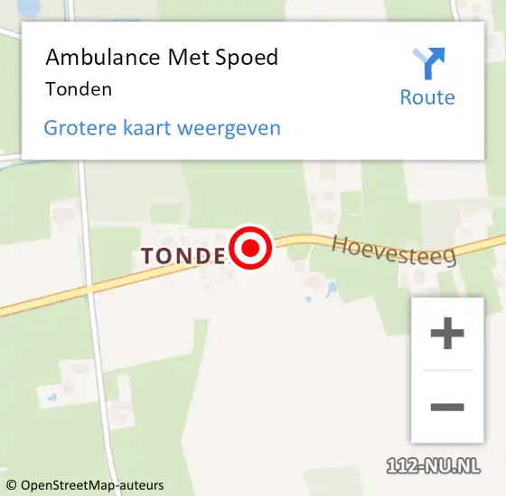 Locatie op kaart van de 112 melding: Ambulance Met Spoed Naar Tonden op 22 november 2021 22:02