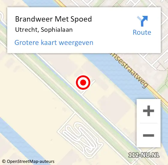 Locatie op kaart van de 112 melding: Brandweer Met Spoed Naar Utrecht, Sophialaan op 22 november 2021 22:40