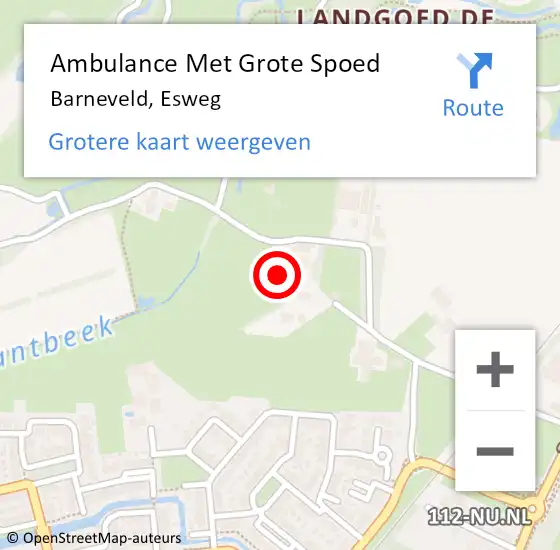 Locatie op kaart van de 112 melding: Ambulance Met Grote Spoed Naar Barneveld, Esweg op 22 november 2021 22:48