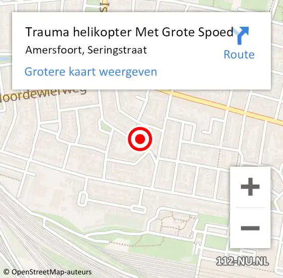 Locatie op kaart van de 112 melding: Trauma helikopter Met Grote Spoed Naar Amersfoort, Seringstraat op 22 november 2021 22:48