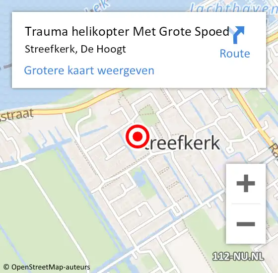 Locatie op kaart van de 112 melding: Trauma helikopter Met Grote Spoed Naar Streefkerk, De Hoogt op 22 november 2021 22:59