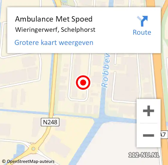 Locatie op kaart van de 112 melding: Ambulance Met Spoed Naar Wieringerwerf, Schelphorst op 22 november 2021 23:05