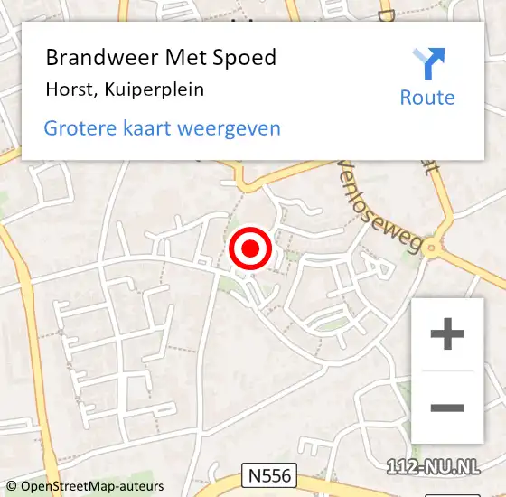 Locatie op kaart van de 112 melding: Brandweer Met Spoed Naar Horst, Kuiperplein op 22 november 2021 23:08