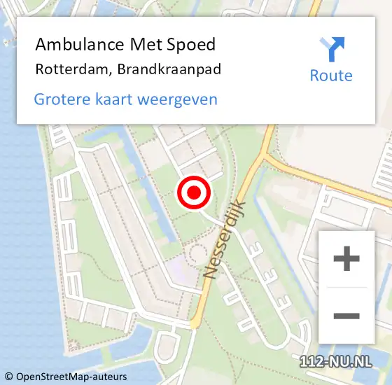 Locatie op kaart van de 112 melding: Ambulance Met Spoed Naar Rotterdam, Brandkraanpad op 23 november 2021 01:30