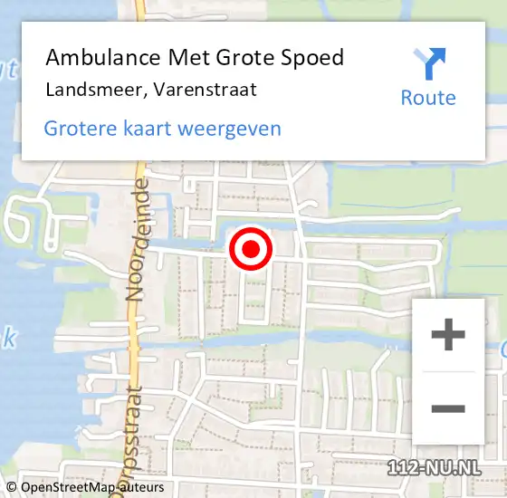 Locatie op kaart van de 112 melding: Ambulance Met Grote Spoed Naar Landsmeer, Varenstraat op 23 november 2021 03:19