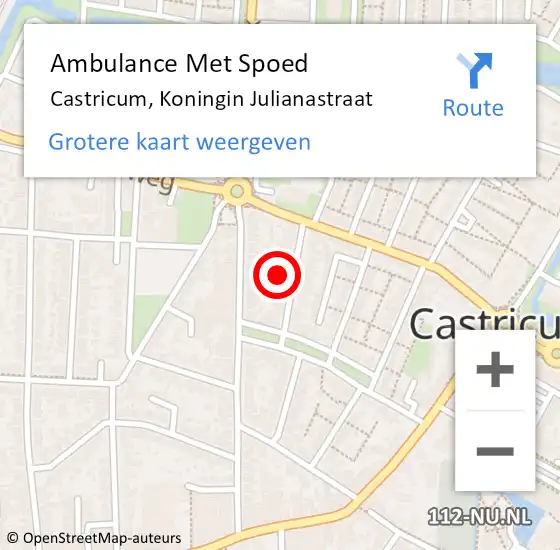 Locatie op kaart van de 112 melding: Ambulance Met Spoed Naar Castricum, Koningin Julianastraat op 23 november 2021 05:14