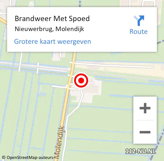 Locatie op kaart van de 112 melding: Brandweer Met Spoed Naar Nieuwerbrug, Molendijk op 23 november 2021 06:05