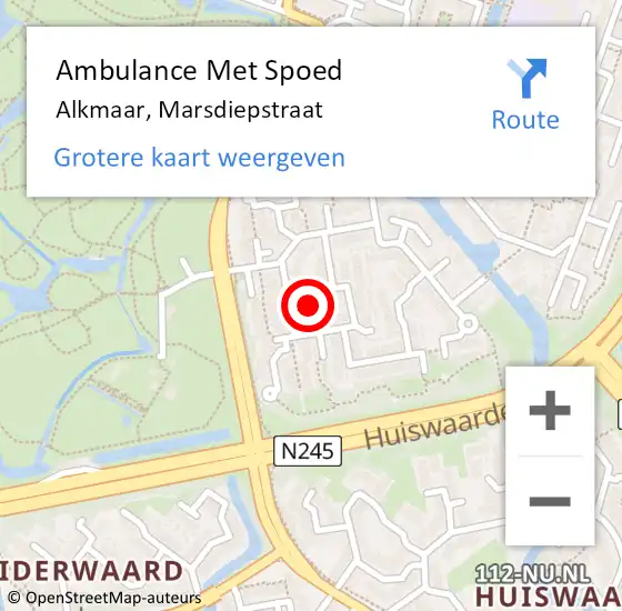 Locatie op kaart van de 112 melding: Ambulance Met Spoed Naar Alkmaar, Marsdiepstraat op 23 november 2021 07:12