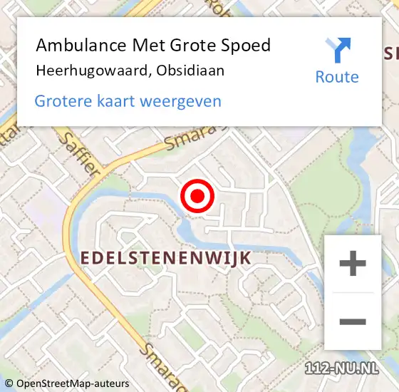 Locatie op kaart van de 112 melding: Ambulance Met Grote Spoed Naar Heerhugowaard, Obsidiaan op 23 november 2021 07:47