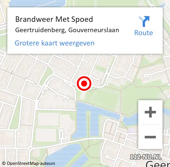 Locatie op kaart van de 112 melding: Brandweer Met Spoed Naar Geertruidenberg, Gouverneurslaan op 6 oktober 2013 19:47