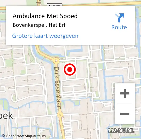 Locatie op kaart van de 112 melding: Ambulance Met Spoed Naar Bovenkarspel, Het Erf op 23 november 2021 08:28