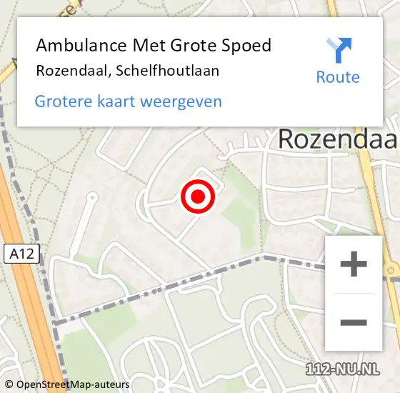 Locatie op kaart van de 112 melding: Ambulance Met Grote Spoed Naar Rozendaal, Schelfhoutlaan op 23 november 2021 08:28