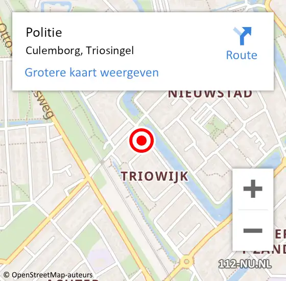 Locatie op kaart van de 112 melding: Politie Culemborg, Triosingel op 23 november 2021 08:34