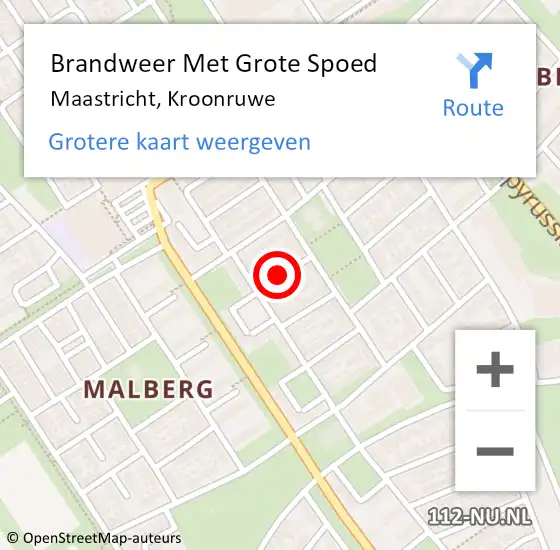 Locatie op kaart van de 112 melding: Brandweer Met Grote Spoed Naar Maastricht, Kroonruwe op 23 november 2021 09:02