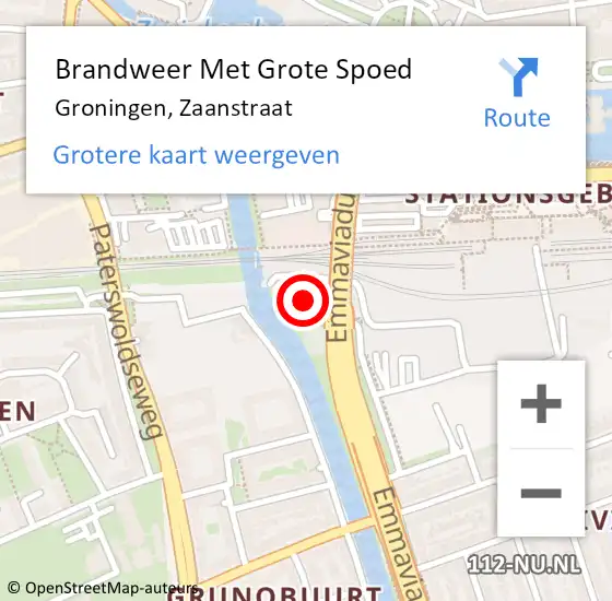 Locatie op kaart van de 112 melding: Brandweer Met Grote Spoed Naar Groningen, Zaanstraat op 23 november 2021 09:11