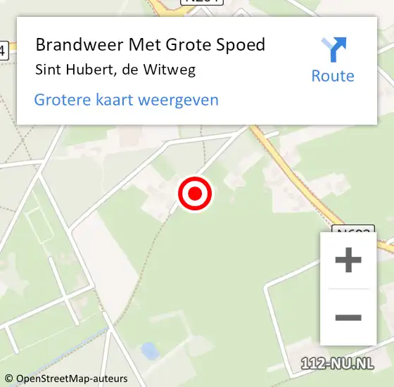 Locatie op kaart van de 112 melding: Brandweer Met Grote Spoed Naar Sint Hubert, de Witweg op 23 november 2021 09:34