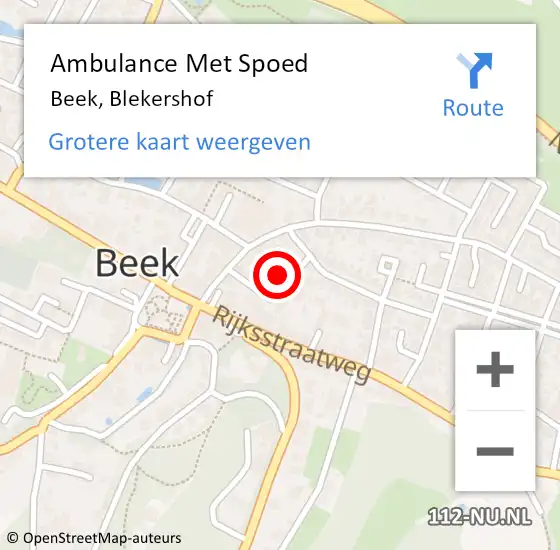 Locatie op kaart van de 112 melding: Ambulance Met Spoed Naar Beek, Blekershof op 23 november 2021 09:35